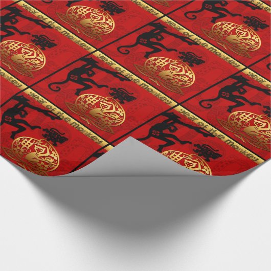 猿のPを包む旧正月の(占星術の)十二宮図の誕生日 ラッピングペーパー (角)