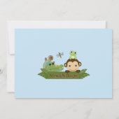 猿のPapagayoのベビーシャワーの招待青いPML-B 招待状 (裏面)