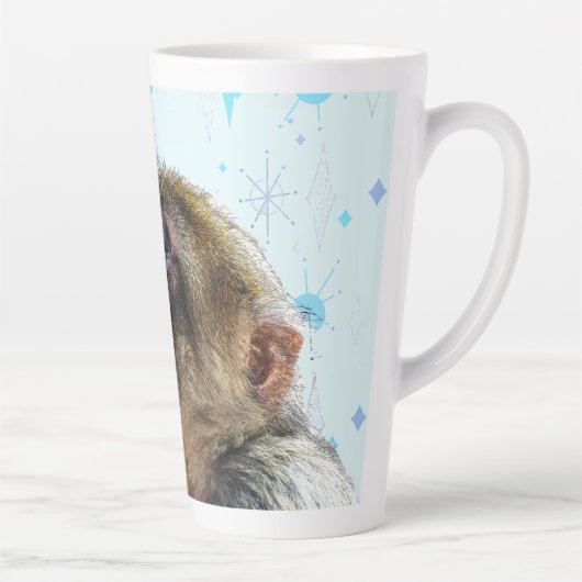 猿は世紀中頃の壁紙を見モダンる カフェラテマグ (右)