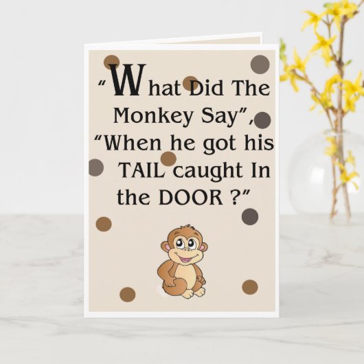 「猿は何と言っユーモアのあるた？」 カード (黄色い花)
