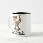 猿は悩みで、猿、猿得ます、余りに見ます ツートーンマグカップ (正面左)