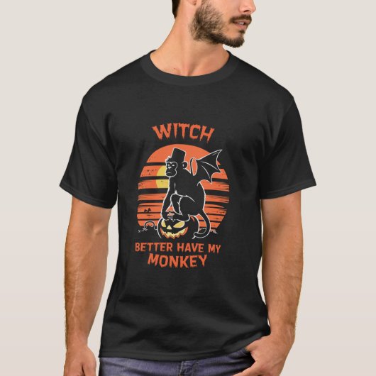 猿は毛深く魔女飛んでいるに頼む Tシャツ (正面)