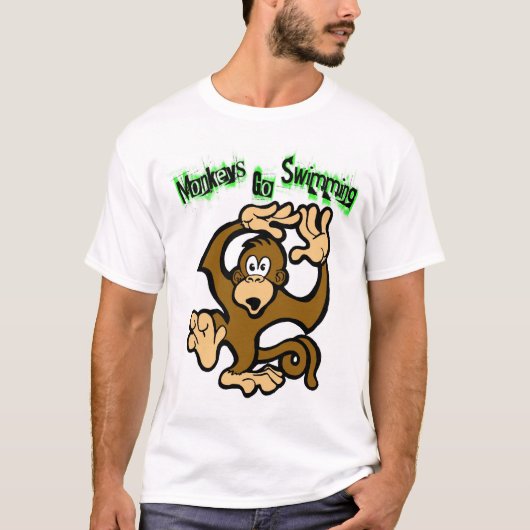 猿は泳ぐことを行きます Tシャツ (正面)