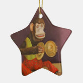 猿は猿がするのを見ます セラミックオーナメント (左)