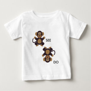 猿は猿がするのを見ます ベビーTシャツ