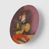 猿は猿がするのを見ます ラウンド壁時計 (傾斜)