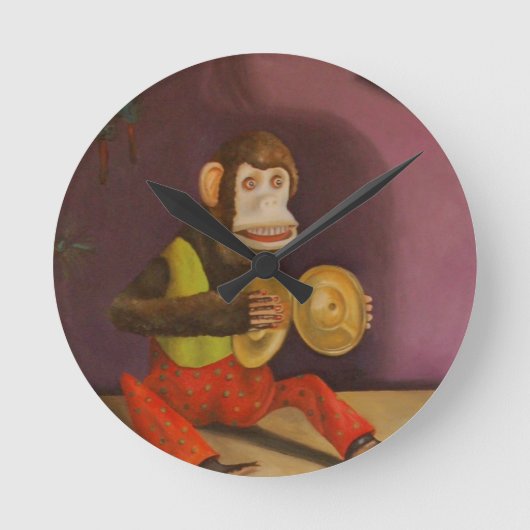 猿は猿がするのを見ます ラウンド壁時計 (正面)
