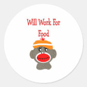 猿は食物を与えるために働く ラウンドシール (正面)