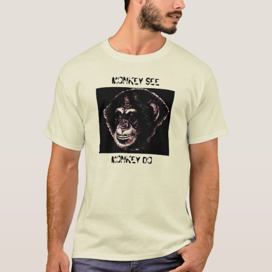 猿は、猿します見ます Tシャツ (正面)