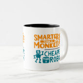 猿よ頭が切れるり、ロボットのマグよりも安い ツートーンマグカップ (正面右)