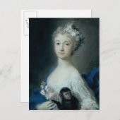 猿を抱いている女の子 ポストカード (正面/裏面)