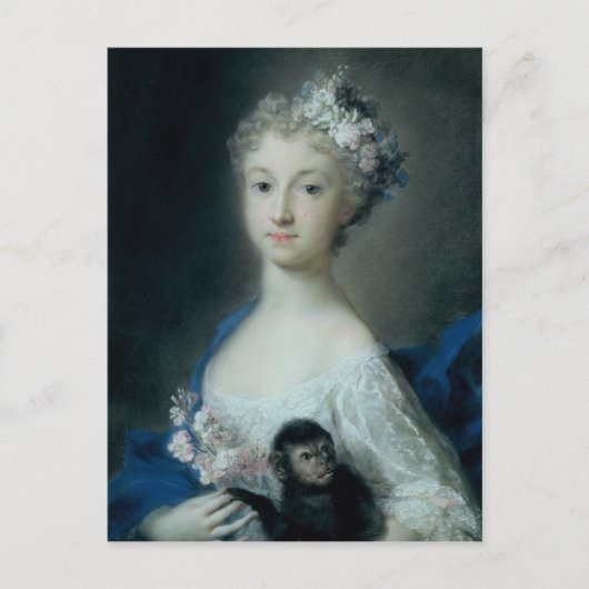 猿を抱いている女の子 ポストカード (正面)