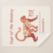 猿中国のの〔占星術の〕十二宮図年 シェルパブランケット (正面(横))