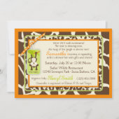 猿及び調停者のサファリのアニマルプリントのベビーシャワー 招待状 (裏面)