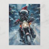 猿犬がバイクに乗るクリスマス インビテーションポストカード (正面)