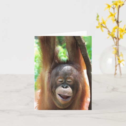 猿素晴らしスマイルが人生を良くする カード (黄色い花)