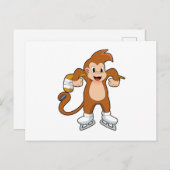 猿 アイスホッケー アイスホッケーのスティック ポストカード (正面/裏面)