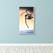 猿,小原古邨サル月に達する大原小村 キャンバスプリント (インサイチュ (ウッドフロア))