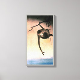 猿,小原古邨サル月に達する大原小村 キャンバスプリント