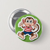 猿 缶バッジ (正面&裏面)