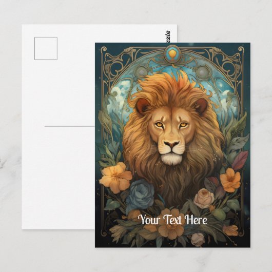 獅子と花 ポストカード (正面/裏面)