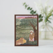獅子と虎を持ってデルビッシュ。ムガル絵画の。 ポストカード (スタンド正面)