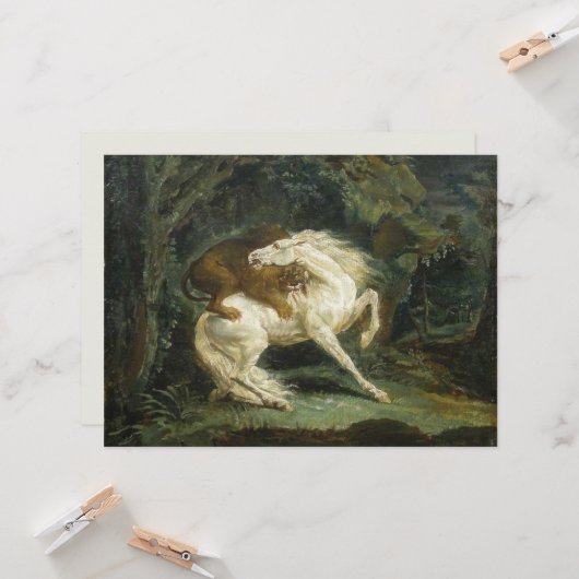 獅子に襲われる馬 カード (正面/裏面インサイチュ)