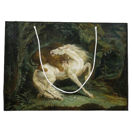 獅子に襲われる馬（テオドール・ゲリコー） ラージペーパーバッグ (裏面)