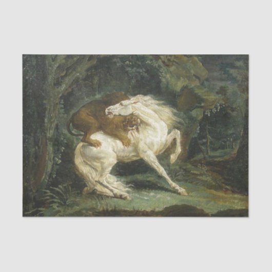 獅子に襲われる馬（テオドール・ゲリコー） 薄葉紙 (正面)