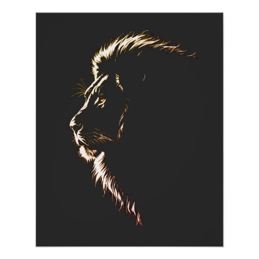 獅子のスケッチポスターの素晴らしい側面顔 ポスター (正面)