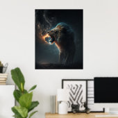 獅子のポスター怒に近づくな ポスター (ホームオフィス)