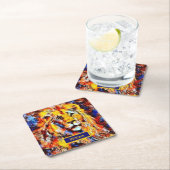 獅子のヴィンテージ スクエアペーパーコースター (インサイチュ)