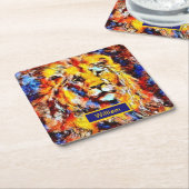 獅子のヴィンテージ スクエアペーパーコースター (アングル)