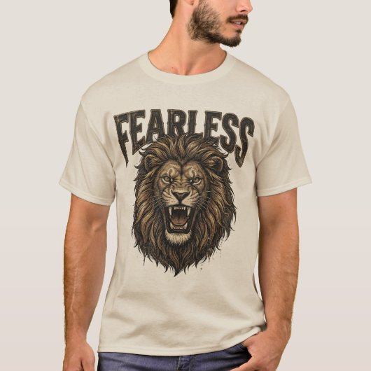 獅子の肖像画 ビンテージ グラフィック Tシャツ (正面)