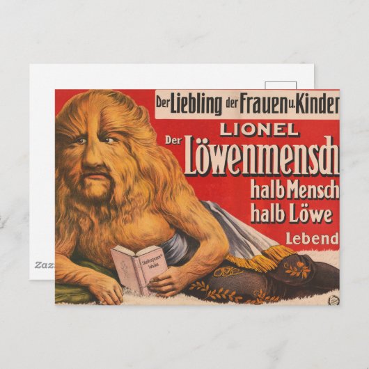 獅子の頭を持つ男のシェイクスピア読は、1913年。 ポストカード (正面/裏面)