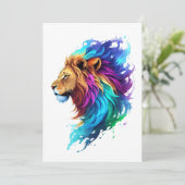 獅子の頭側のカラフルを飛絵を描ばす サンキューカード (スタンド正面)