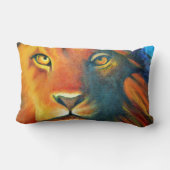 獅子カラフル頭ポートレート油絵 ランバークッション (裏面)
