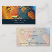 獅子カラフル頭ポートレート油絵 名刺 (正面/裏面)