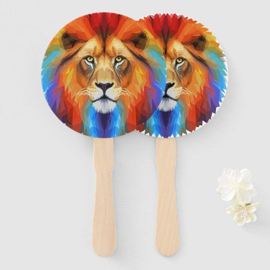 獅子カラフル ハンドファン (正面&裏面)