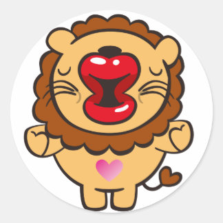 獅子キスをする ラウンドシール