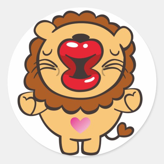 獅子キスをする ラウンドシール (正面)
