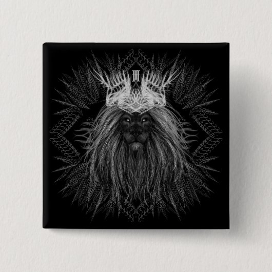 獅子冠モノグラム 缶バッジ (正面)