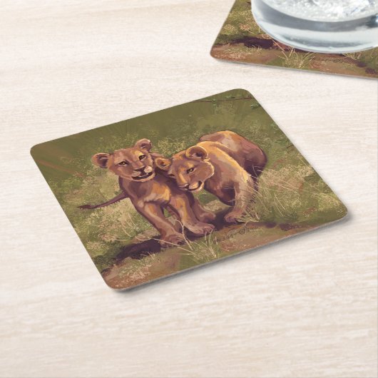 獅子子 スクエアペーパーコースター (アングル)