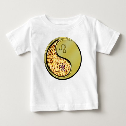 獅子座と金属のいのしし ベビーTシャツ (正面)