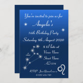 獅子座のオーダーメイドギャラクシーパーティー招待状 招待状 (正面/裏面)