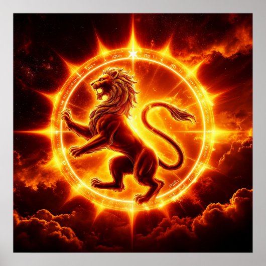 ♌ 獅子座のゴールドのエネルギーが燃えるギフト ポスター (正面)