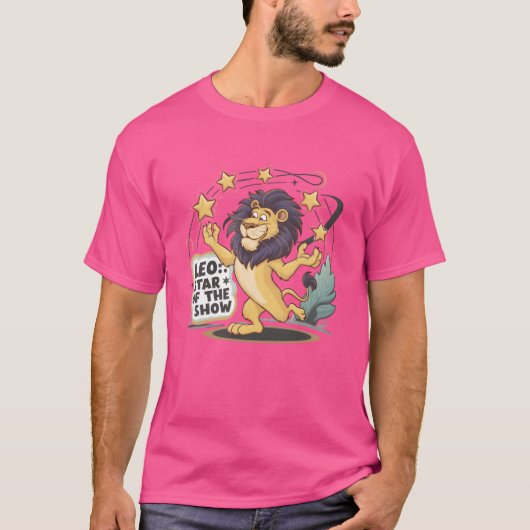 獅子座のスター、レオ!お笑いグッズ Tシャツ (正面)