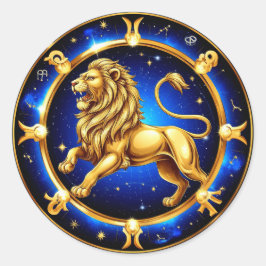 ♌ 獅子座のゾディアックエンブレムクラシックステッカーギフト ♌ ラウンドシール
