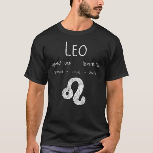 獅子座のライオンの火の星座占い 誕生日ギフト Tシャツ (正面)