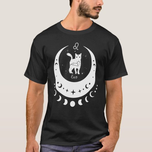 獅子座の占星術サイン 猫 三日月 M Tシャツ (正面)